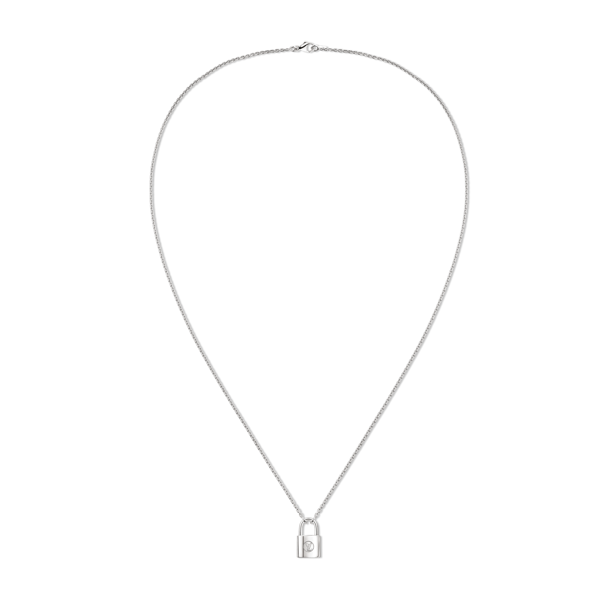 Louis Vuitton Sterling Silver Lock Pendant Necklace Literacy Basics